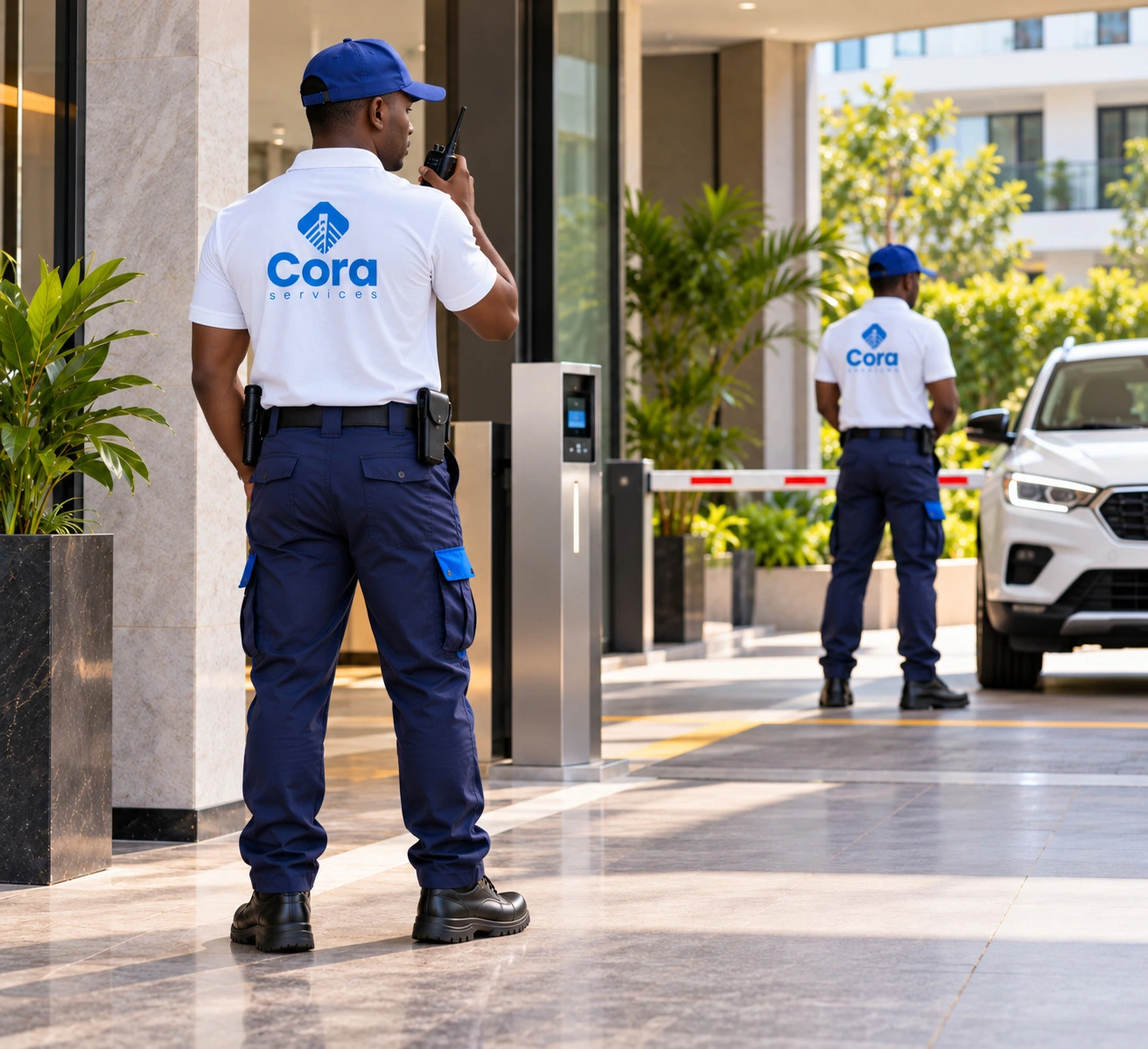 Security guard monitoring a property